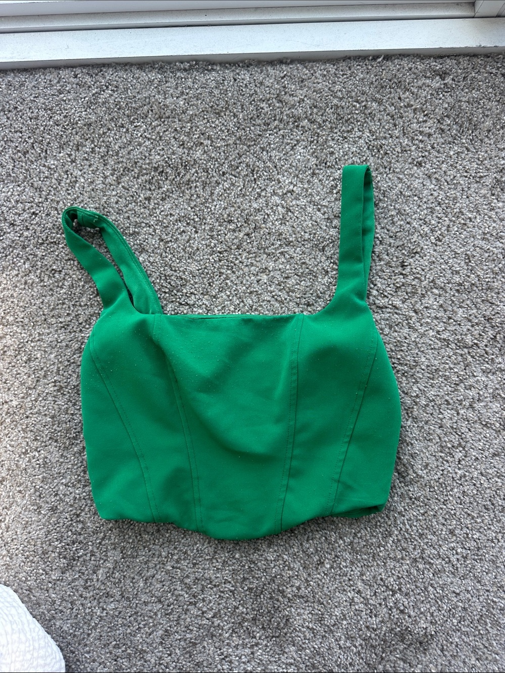 stradivarius Green Square-Neck Crop Top